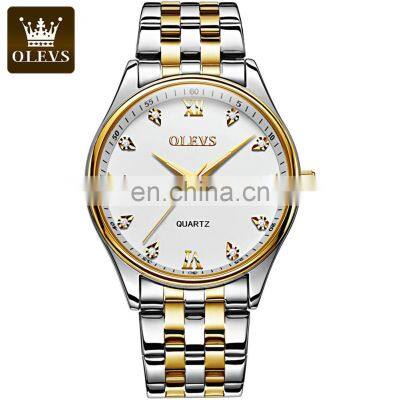 Olevs 5570 Customized Man Quartz Watches Luxury Diamond Stainless Steel Branded Watch Men Custom