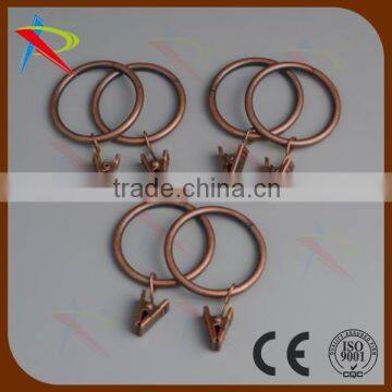 Hot sale metal pinch clip curtain ring antique copper color