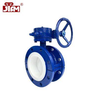 PTEE Fluorine Lined Butterfly Valve Worm Wheel Manual WCB Cast Steel Butterfly Valve photo-2