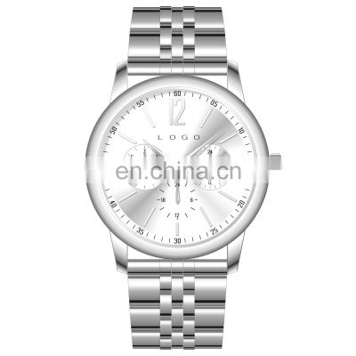 Best selling brand your custom logo oem and odm all stainless steel waterproof 3 eyes minimal watch men