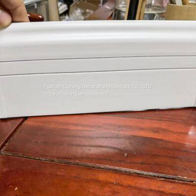 Guangdong Wood Grain Laminating 8cm Bamboo Wood Fiber Floor Floor Hidden Nail Corner Line Waterproof Gray White PVC Baseboard photo-4