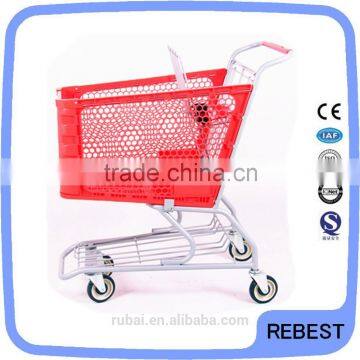 Shopping supermarket rolling basket cart