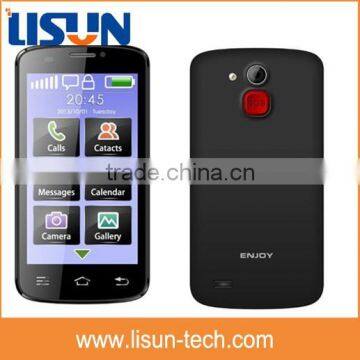 4 inch touch screen GSM WCDMA wifi GPS android mobile phone with SOS button senior phone