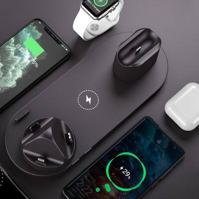 Six-in-One Wireless Charging Desktop Mobile Phone Watch Headset Black White Rose Gold-Charging Adapters Phone Accessories