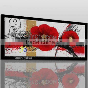Hand Painted Red Flower Modern Home Decorative Canvas Wall Art Framed Oil Painting Wz-289 photo-2