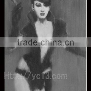 black and white colour the fashion Stylish actress oil painting YB-55 for home decor