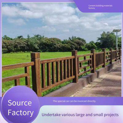 High-strength Cement Guardrails for River Channels and Dams, Precast Concrete Imitation Wood and Stone Fences, and Imitation Bark Handrails for Parks photo-4