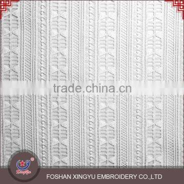 Chinese factory custom pattern water soluble polyester chevilled silk crochet lace fabric for sale