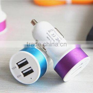 Hotly selling 5V 2A portable dual usb car charger for mobile phone