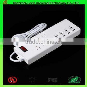 China Factory CE Cheap Extension Power Plug 6 Port USB USA Multi Socket photo-3