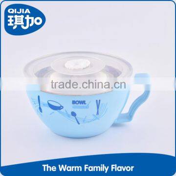 Plastic kids stainless steel noodle bowl with lid