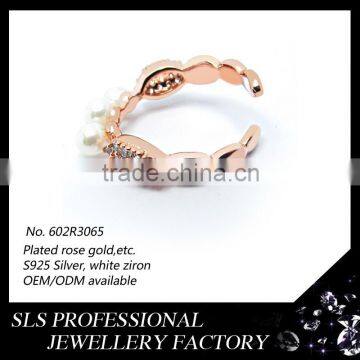 Gemstone Ring 3 Pearl Rings Fashion Rose Gold Plated Jewelry Wholesale 2014 Wedding Ring photo-4