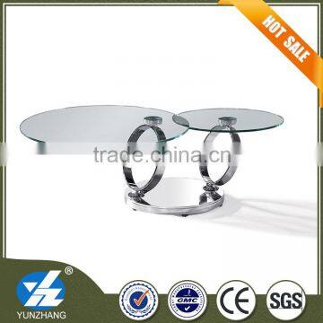 New design stainless steel glass coffee table