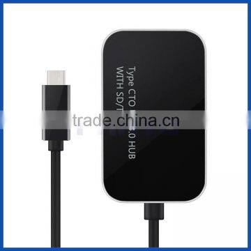 Multifunction 5-in-1 USB Type C Female to 2 Ports USB 3.0 Hub With TF/SD Card Reader + RJ45 10/100/1000Mbps Gigabit Lan Adapter photo-2