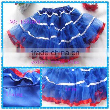 holiday colorful july 4th tutu soft chiffon cheap Independence Day pettiskirt blue kids petticoat wholesale