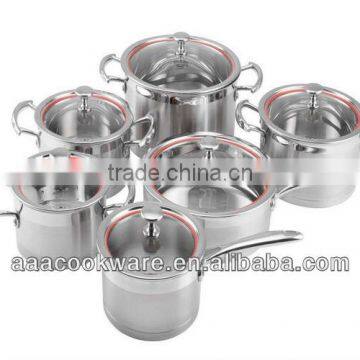 12pcs stainless steel cookware sets capsule bottom