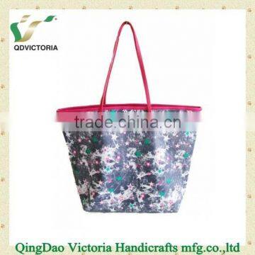 PE coating Printed Canvas Beach bag