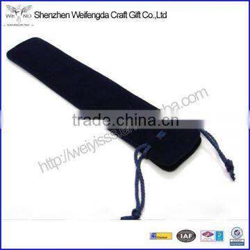Cheap Dark Blue Draw String Velvet Single Pen Pouch