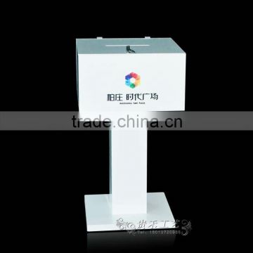 GH-RJ010 2014 hot sale high quality Acrylic Donation Box with Lock , white Acrylic Donation Box