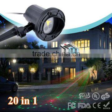 20 Patterns RG Lighting Projector Outdoor Indoor Laser Light Show Outside Garden Light Home Xmas Palm Tree