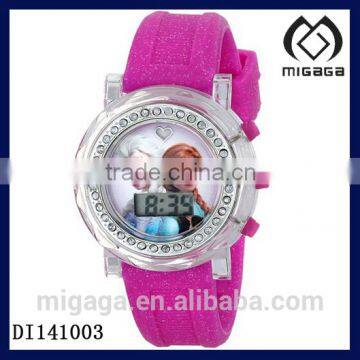 Kids' Frozen Anna and Elsa Digital Display Analog Quartz Purple Watch