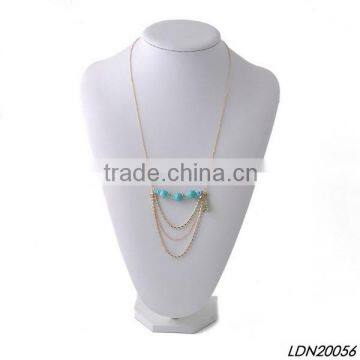 Delicate Crystal Chain Turquoise Pendnat Necklace