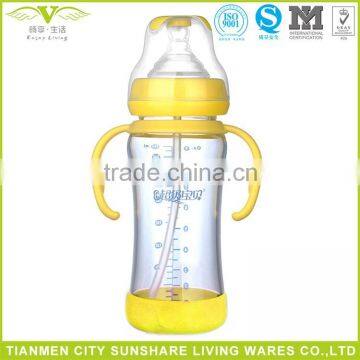 Baby Glass Feeding Bottle Baby Nursing Bottle With Handle 260ML