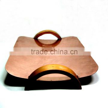 COPPER TRAY, COPPER SERVING TRAY WITH BRASS HANDLE