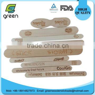 logo prints round/straight edge wooden ice cream sticks