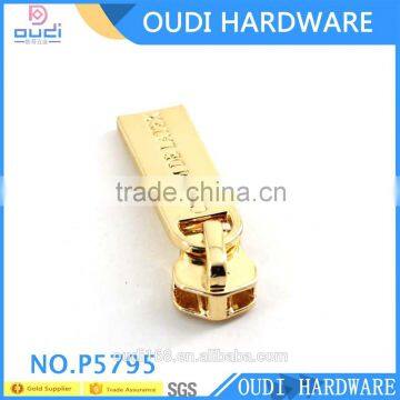 Customize Logo Metal Zipper Slider Engrave Letter Metal Zipper Puller For Bag