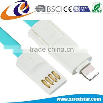 BSCI Factory Offer 2 in 1 TPE Flat Mobile Charging Cable