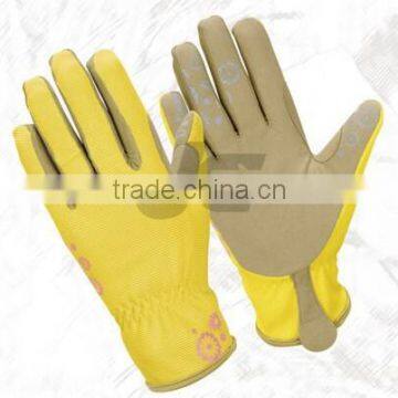 Flower-pattern, lady gardening glove, working glove, safety glove, imitation leather glove