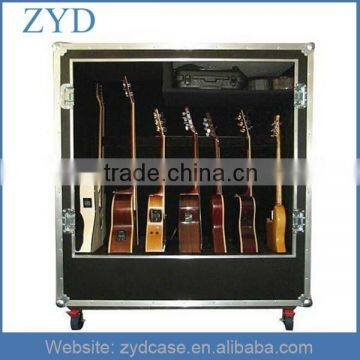 Factory Price Aluminum Clear Guitar Display Case With Wheels For 7 Guitars ZYD-HZMgtc008