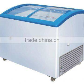 325L curved glass door freezer