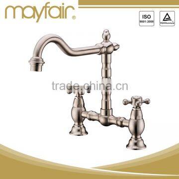 Antique brass dual handles brass kitchen faucet