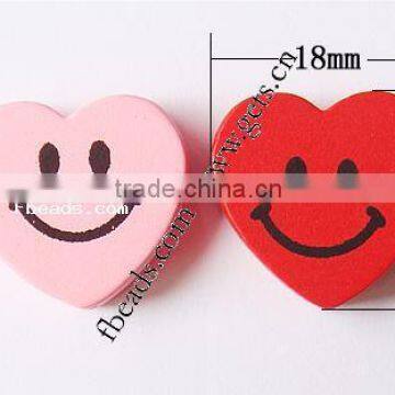Mixed Colors Mixed Printing love heart shape smile face heart Wood Beads