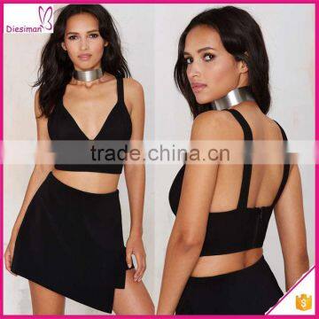 Back zip closure black color classic sexy fancy bra top