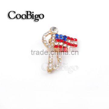 Fashion Jewelry Charming USA Flag Brooch Rhinestone Crystal Army Wedding Gift National Day Promotion Apparel Accessories