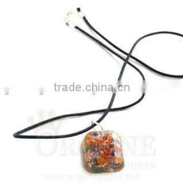 Mix Chakra Stone Orgone Rounded Square Pendant With Cord