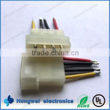 Custom 5.08mm pitch 4 pin female connector to open with UL1007 18AWG wire harness