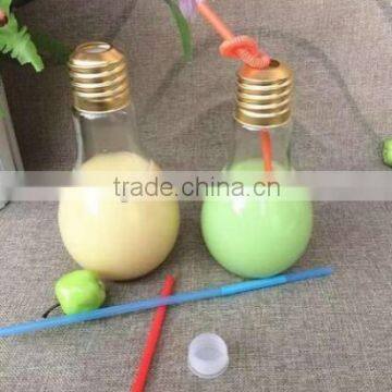 2016 new design light bulb shape glass bottle for beverage juice drinking with cap                        
                                                Quality Choice