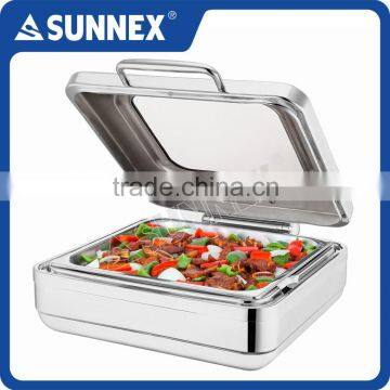 SUNNEX Highly Mirror Finished Rectugular 2/3 5.5Litre Hydraulic Hinged Induction Stainless Steel Chafing dishes