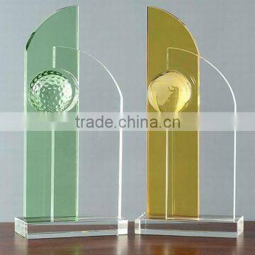 Crystal door shaped glass awards with ball for corporate gifts