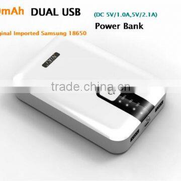 2013 Rechargeable Universal Power Bank 10400mAH With Original Samsung 18650 Battery Dual USB Output