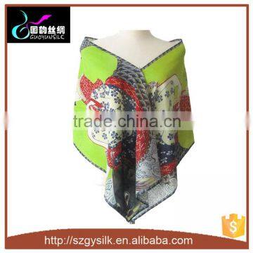 silk twill with Japanese geisha pattern silk shawls