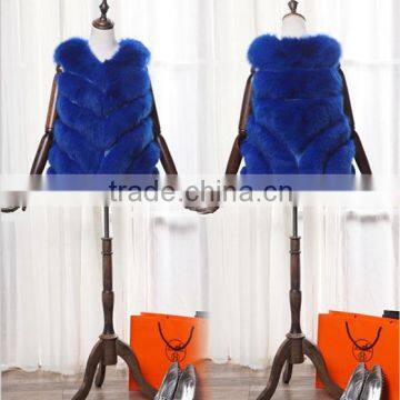 Stylish mink fur vest blue fox fur vest for women