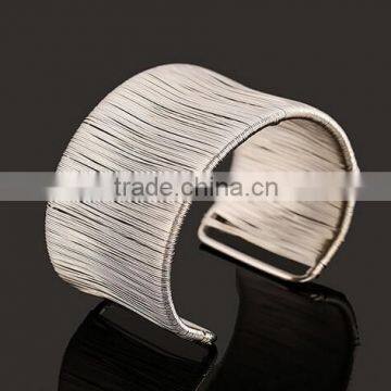 2016 silver stainless steel open cuff bangle bracelets for Women girls jewelry