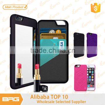 new arrival cosmetic mirror wallet pc case for iphone 6 plus fashion style