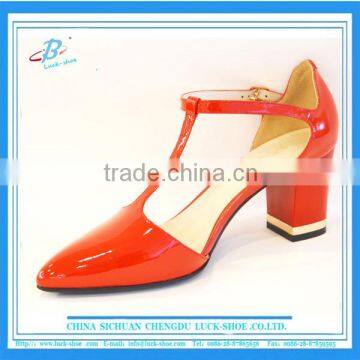 Low-mid block heel dress shoes patent leather dress shoes Mary Jane dress shoes