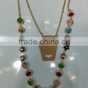 Women colorful Bead Chain Necklace